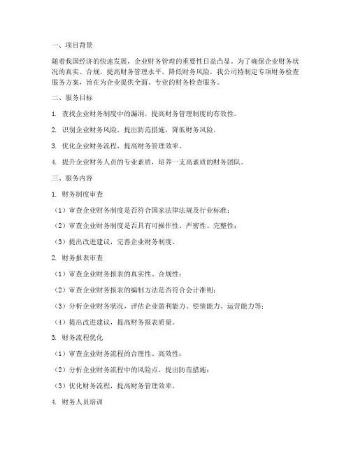 专项财务检查服务方案