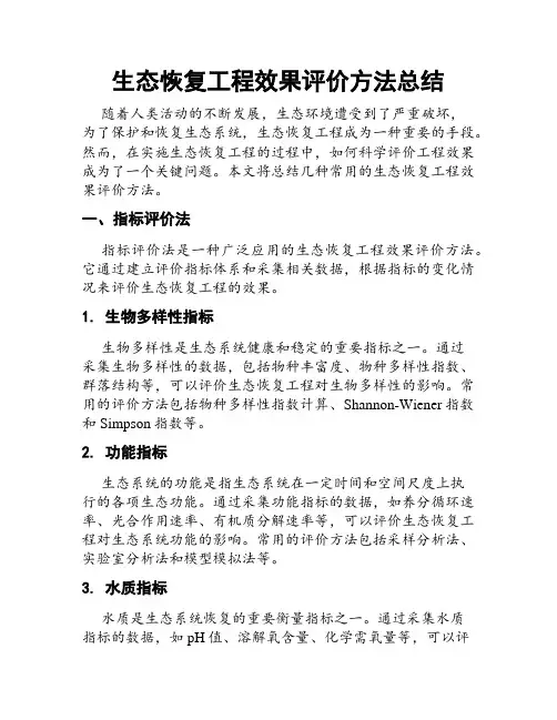 生态恢复工程效果评价方法总结