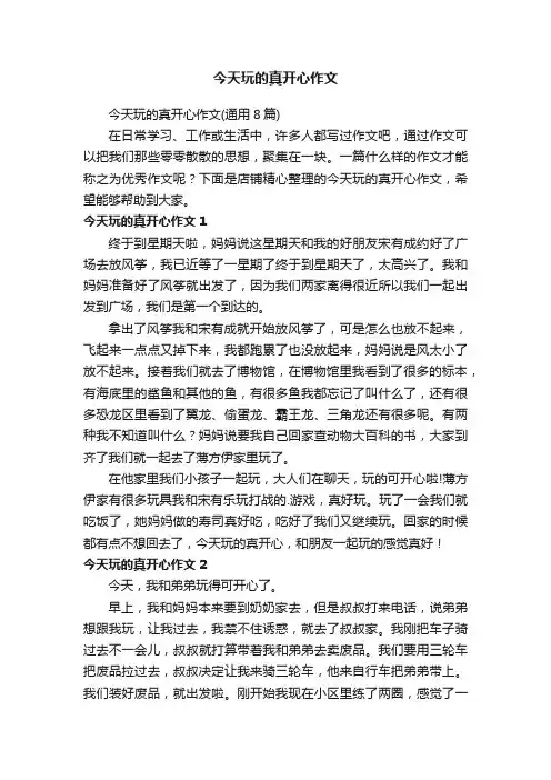 今天玩的真开心作文