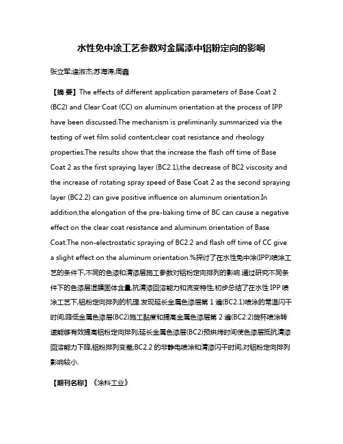 水性免中涂工艺参数对金属漆中铝粉定向的影响