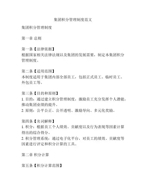 集团积分管理制度范文