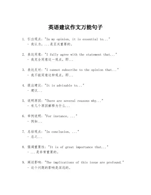 英语建议作文万能句子