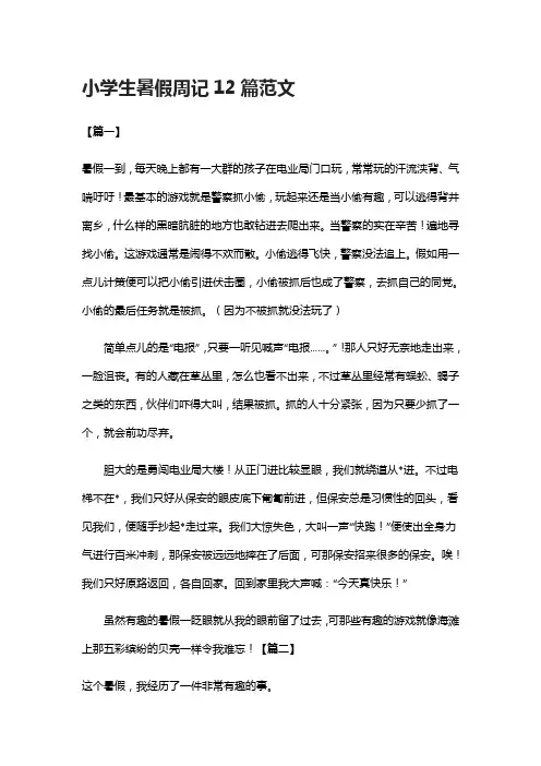 [全]小学生暑假周记12篇范文