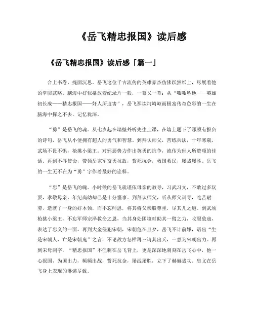 《岳飞精忠报国》读后感