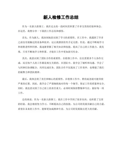 新人检修工作总结