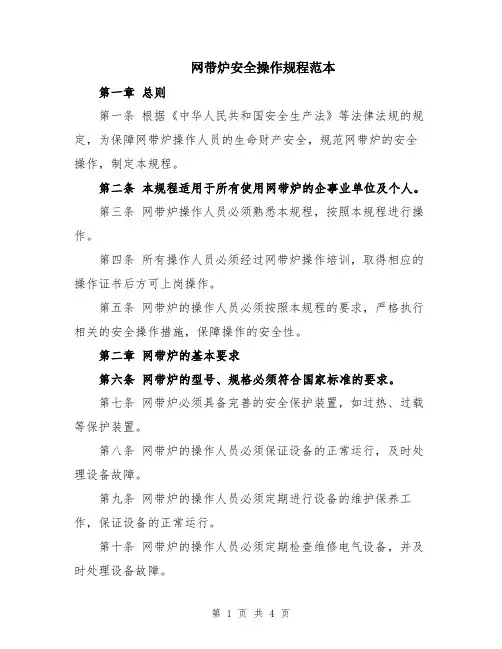 网带炉安全操作规程范本