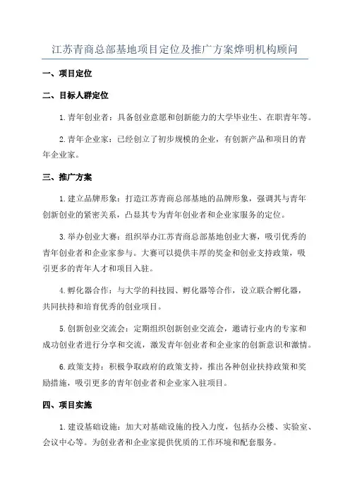 江苏青商总部基地项目定位及推广方案烨明机构顾问
