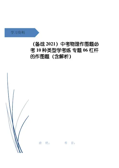 中考物理作图题必考10种类型学考练 专题06 杠杆的作图题(含解析)