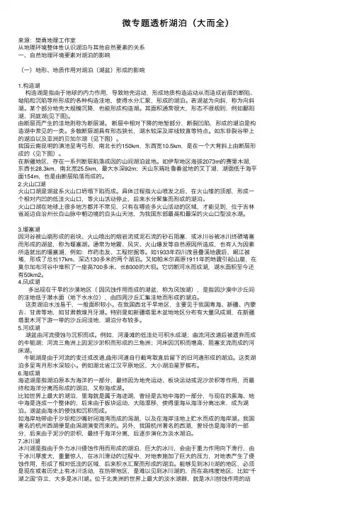 微专题透析湖泊（大而全）