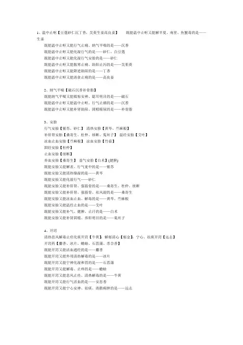 中药口诀