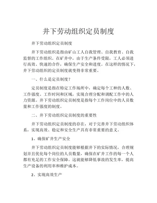 井下劳动组织定员制度