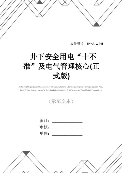 井下安全用电“十不准”及电气管理核心(正式版)