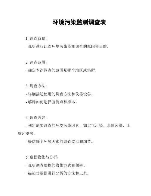 环境污染监测调查表