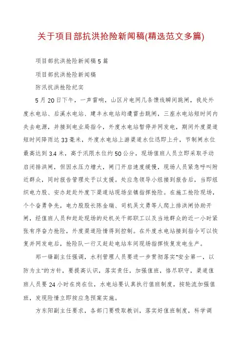关于项目部抗洪抢险新闻稿(精选范文多篇)