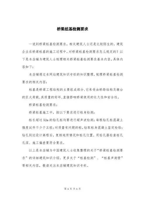 桥梁桩基检测要求
