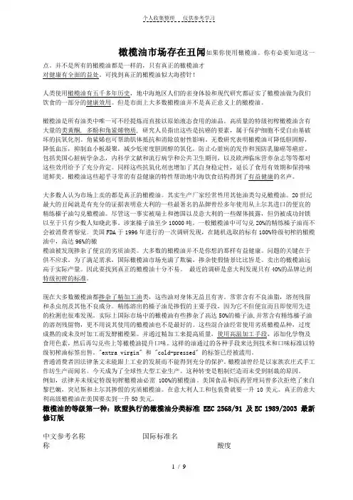 进口橄榄油的等级鉴别