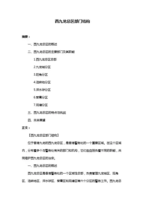 西九龙总区部门结构