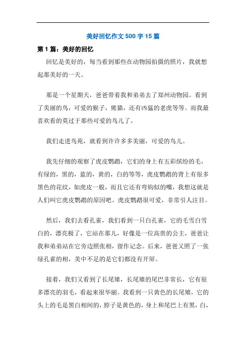 美好回忆作文500字15篇