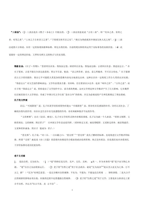 中国文学理论批评期末复习重点~~~~
