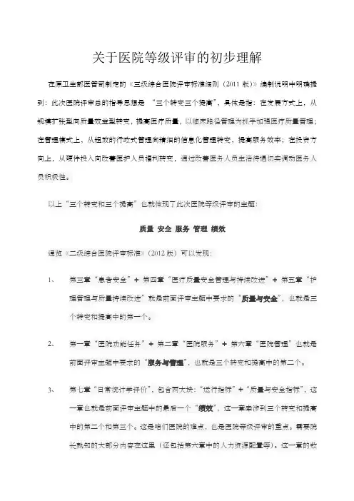 关于医院等级评审理解