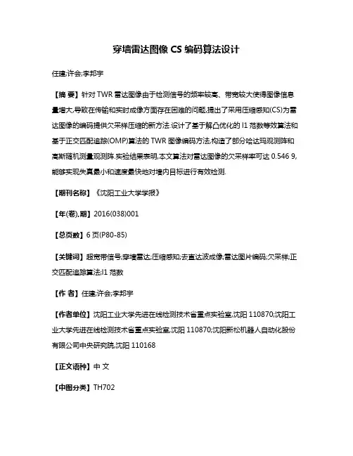 穿墙雷达图像CS编码算法设计