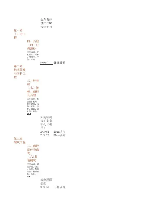 山东省消耗量定额补充册(一)(二)