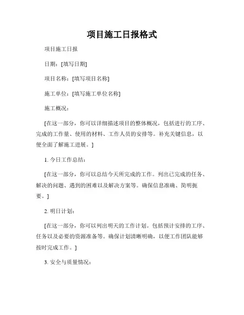 项目施工日报格式