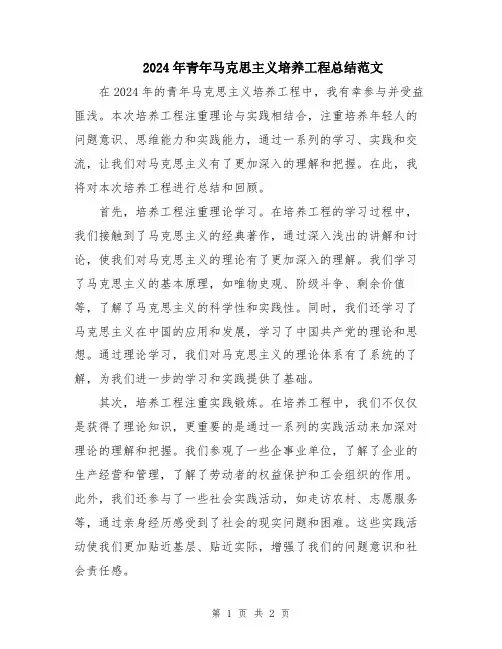 2024年青年马克思主义培养工程总结范文