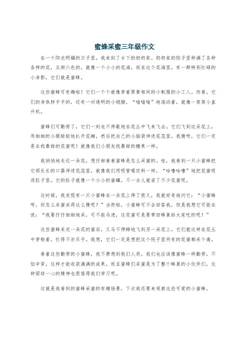 蜜蜂采蜜三年级作文