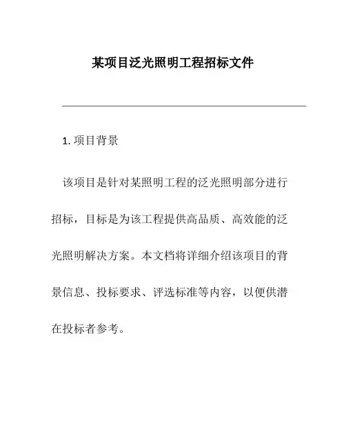 某项目泛光照明工程招标文件