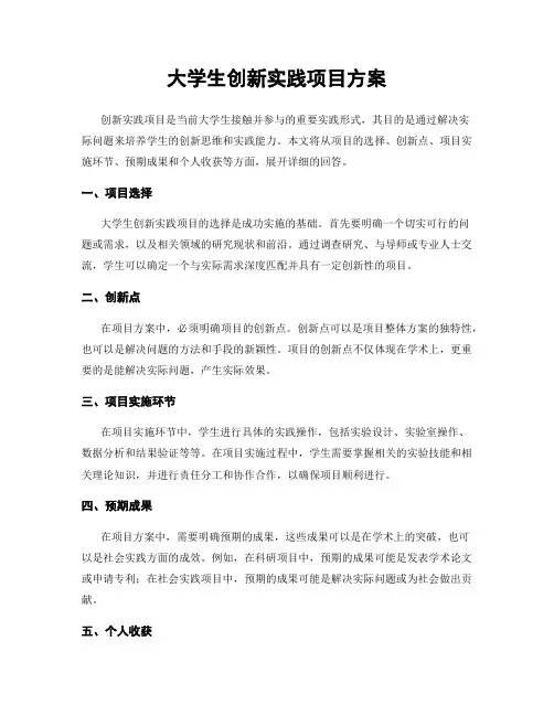 大学生创新实践项目方案