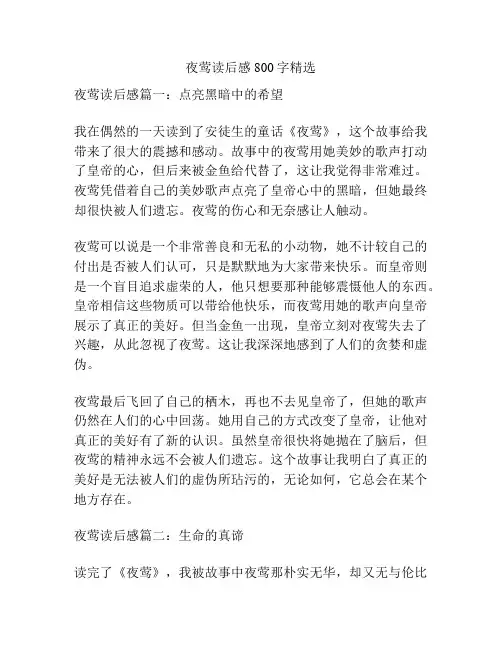 夜莺读后感800字精选