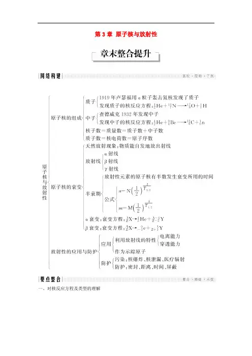 高中物理 第3章 原子核与放射性章末整合提升学案 鲁科版选修35
