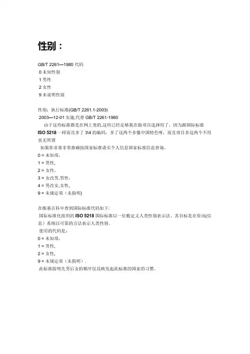 常用信息代码标准