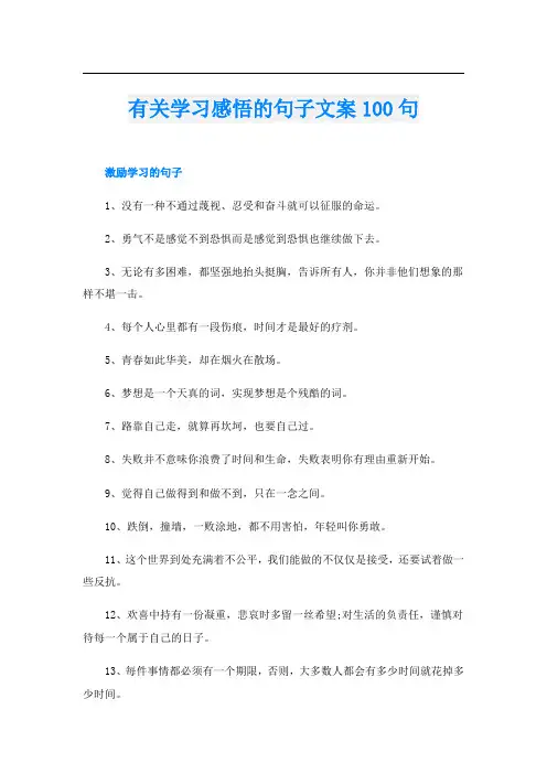 有关学习感悟的句子文案100句
