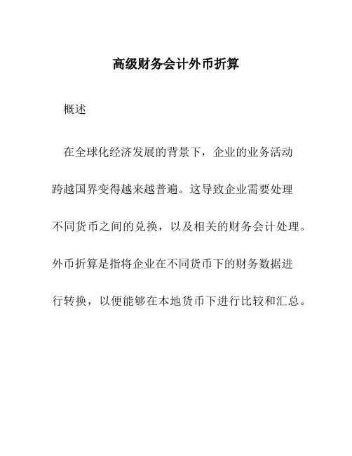 高级财务会计外币折算