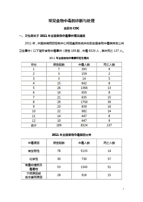 食物中毒个案诊断及处理