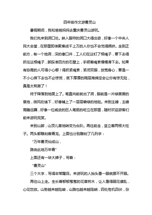 四年级作文游雾灵山