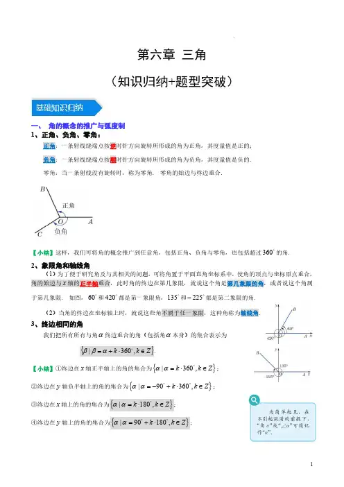 2023-2024学年高一数学单元速记——三角(6大知识归纳+9大题型突破)(解析版)