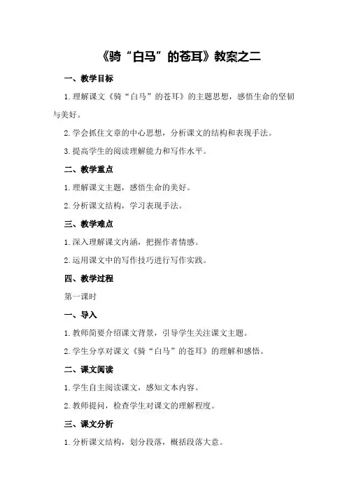 《骑“白马”的苍耳》教案之二