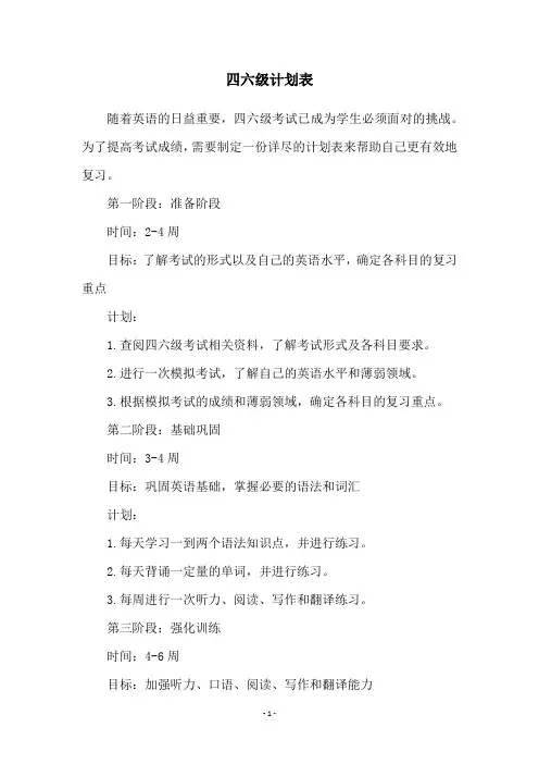 四六级计划表