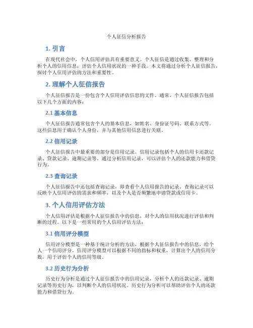 个人征信分析报告