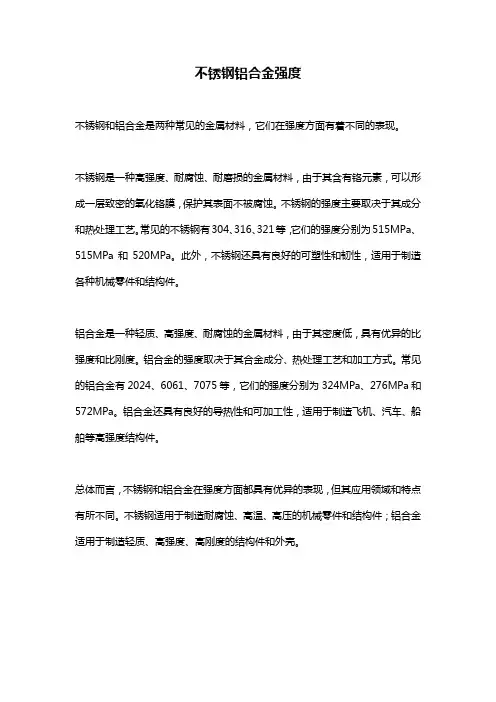 不锈钢铝合金强度