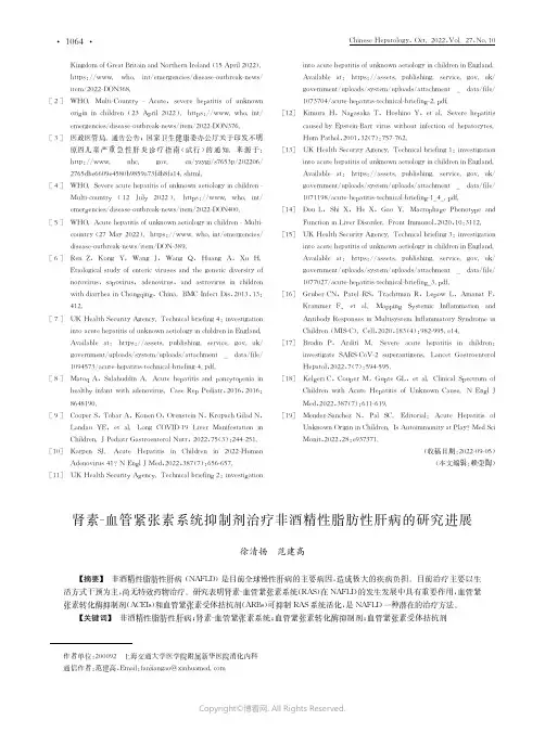肾素-血管紧张素系统抑制剂治疗非酒精性脂肪性肝病的研究进展