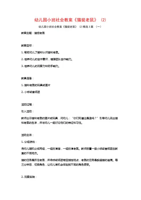 幼儿园小班社会教案《猫捉老鼠》 (2)3篇