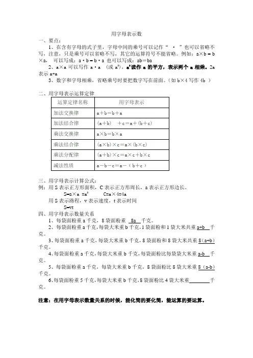 用字母表示数