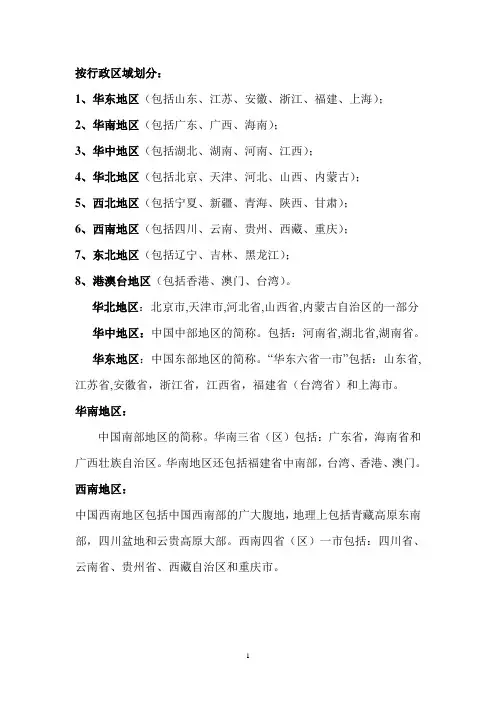 全国区域划分
