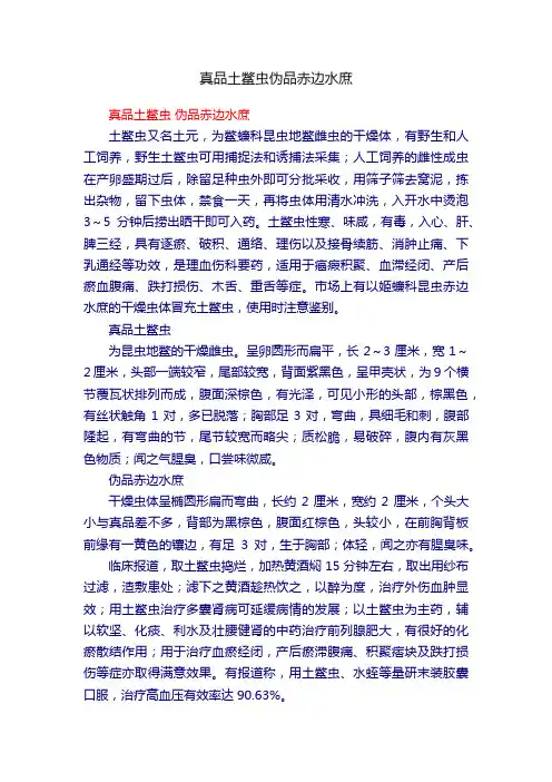 真品土鳖虫伪品赤边水庶