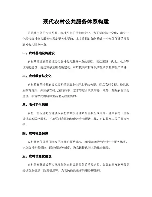 现代农村公共服务体系构建
