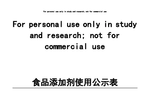 食品添加剂使用公示表